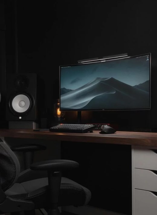 3 Minimalist Desk Setups  • dark desk setup img opt