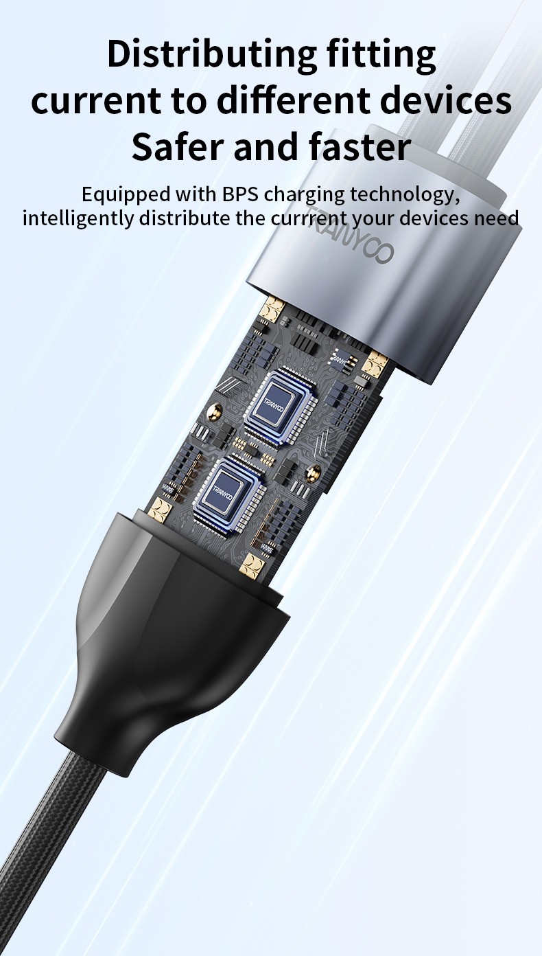TRANYOO T-XS8 cable de chargeur rapide 3 en 1