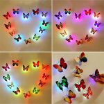 Stickers muraux 3D Papillon avec lumières et clignotants colorés – Décoration pour chambre de fille et maison