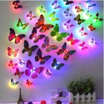 Stickers muraux 3D Papillon avec lumières et clignotants colorés – Décoration pour chambre de fille et maison