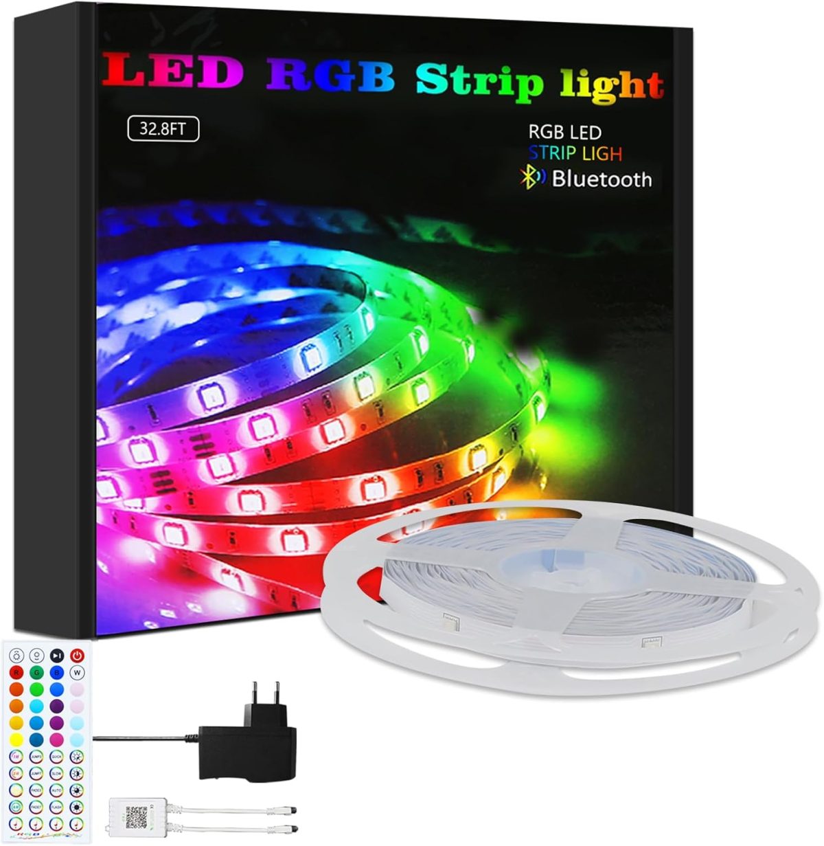 Ruban LED RGB Multicolore 5M à 40M – Bande LED avec Télécommande et Application Mobile, Fonction de Synchronisation avec la Musique, Minuterie, pour Décoration de Chambre, Mariage et Fête