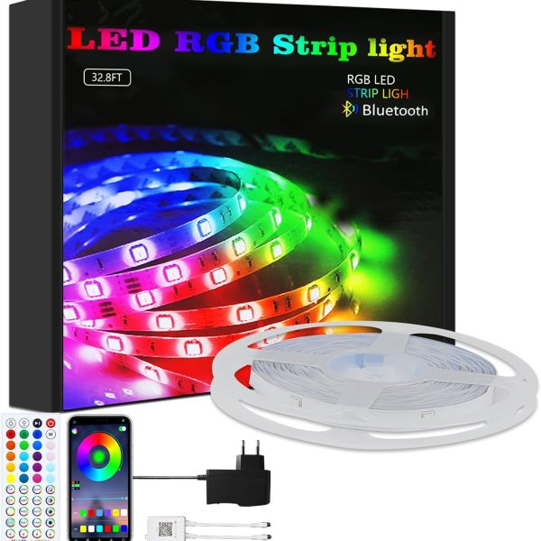 Ruban LED RGB Multicolore 5M à 40M – Bande LED avec Télécommande et Application Mobile, Fonction de Synchronisation avec la Musique, Minuterie, pour Décoration de Chambre, Mariage et Fête