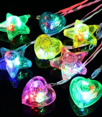 Colliers LED lumineux pour enfants, pendentifs en plastique avec étoiles et lumières LED, colliers décoratifs remplis de bonbons en plastique