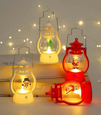 Lampe LED de Noël à bougie électronique, lampe à huile portable mini cheval pour décoration de sapin de Noël, accessoires festifs de Noël