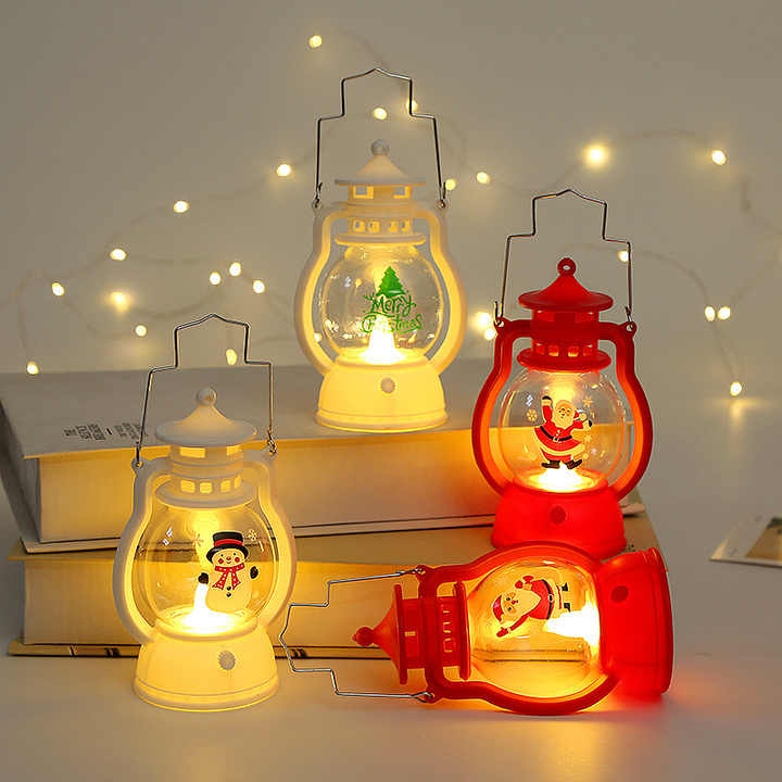 Lampe LED de Noël à bougie électronique, lampe à huile portable mini cheval pour décoration de sapin de Noël, accessoires festifs de Noël