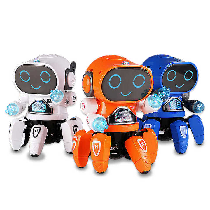 Jouet robot hexapode électrique danseur avec lumières et musique, télécommandé, pour garçons et filles, couleur orange