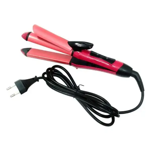Fer à lisser 2 en 1 Anti-brûlure – Lisseur & Boucleur 2-en-1 pour Femme avec Plaques Céramique