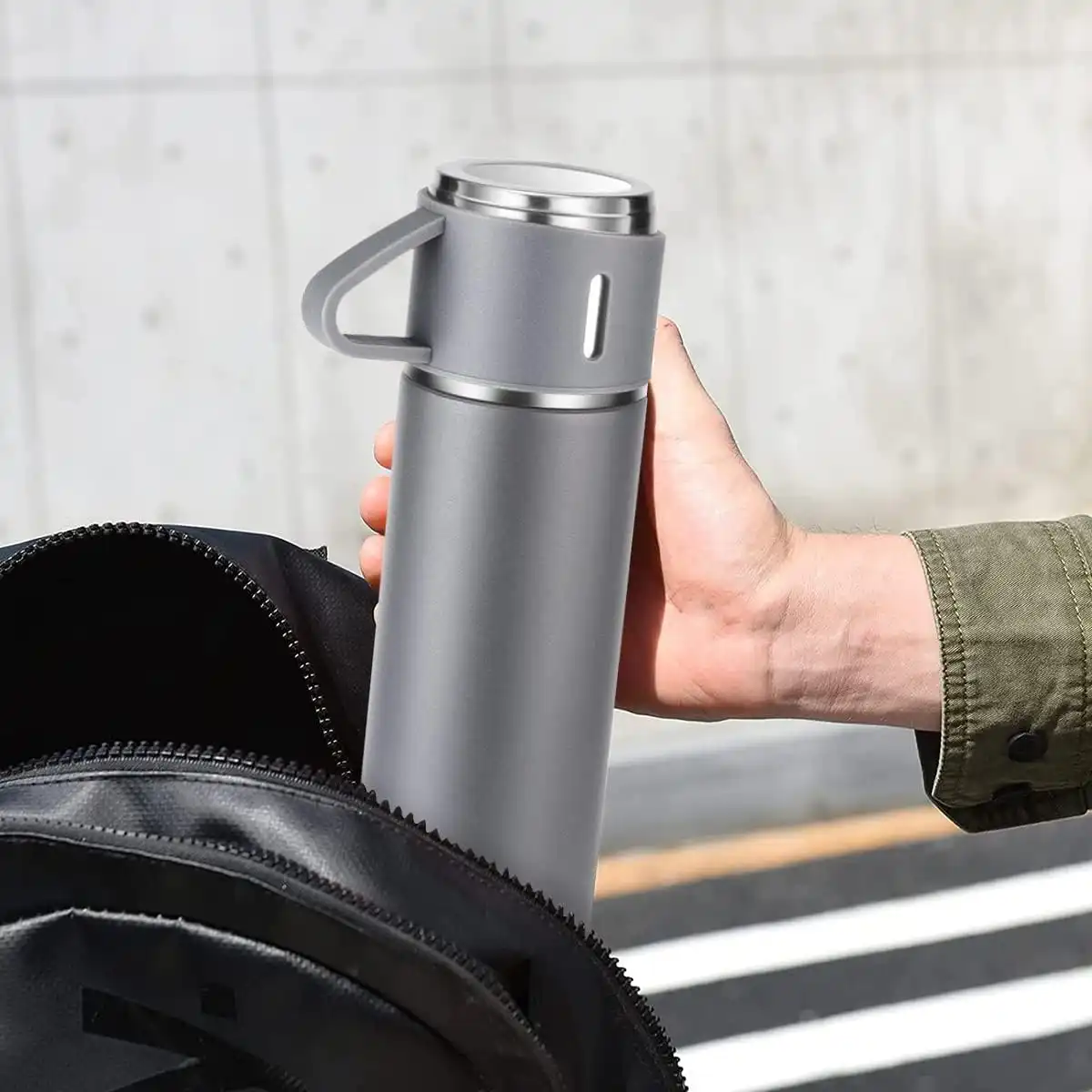 Thermos Café Inox – Gourde Isotherme Vacuum 0,5L - Double Paroi Sans BPA - Bouteille Isotherme 500 ml avec 3 Gobelet 5 - CHAPCHAP Africa - CHAPCHAP Africa