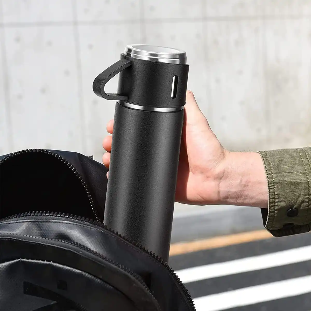 Thermos Café Inox – Gourde Isotherme Vacuum 0,5L - Double Paroi Sans BPA - Bouteille Isotherme 500 ml avec 3 Gobelet 3 - CHAPCHAP Africa - CHAPCHAP Africa