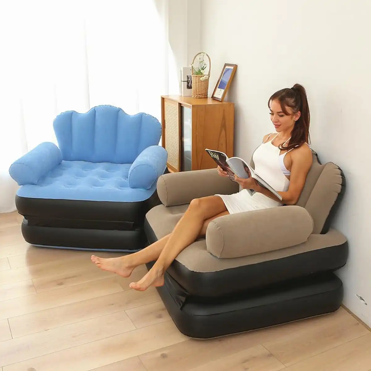 Canapé Gonflable Double Couche avec Accoudoirs – Sofa Lit Adulte en Tissu Velours 1 - CHAPCHAP Africa - CHAPCHAP Africa