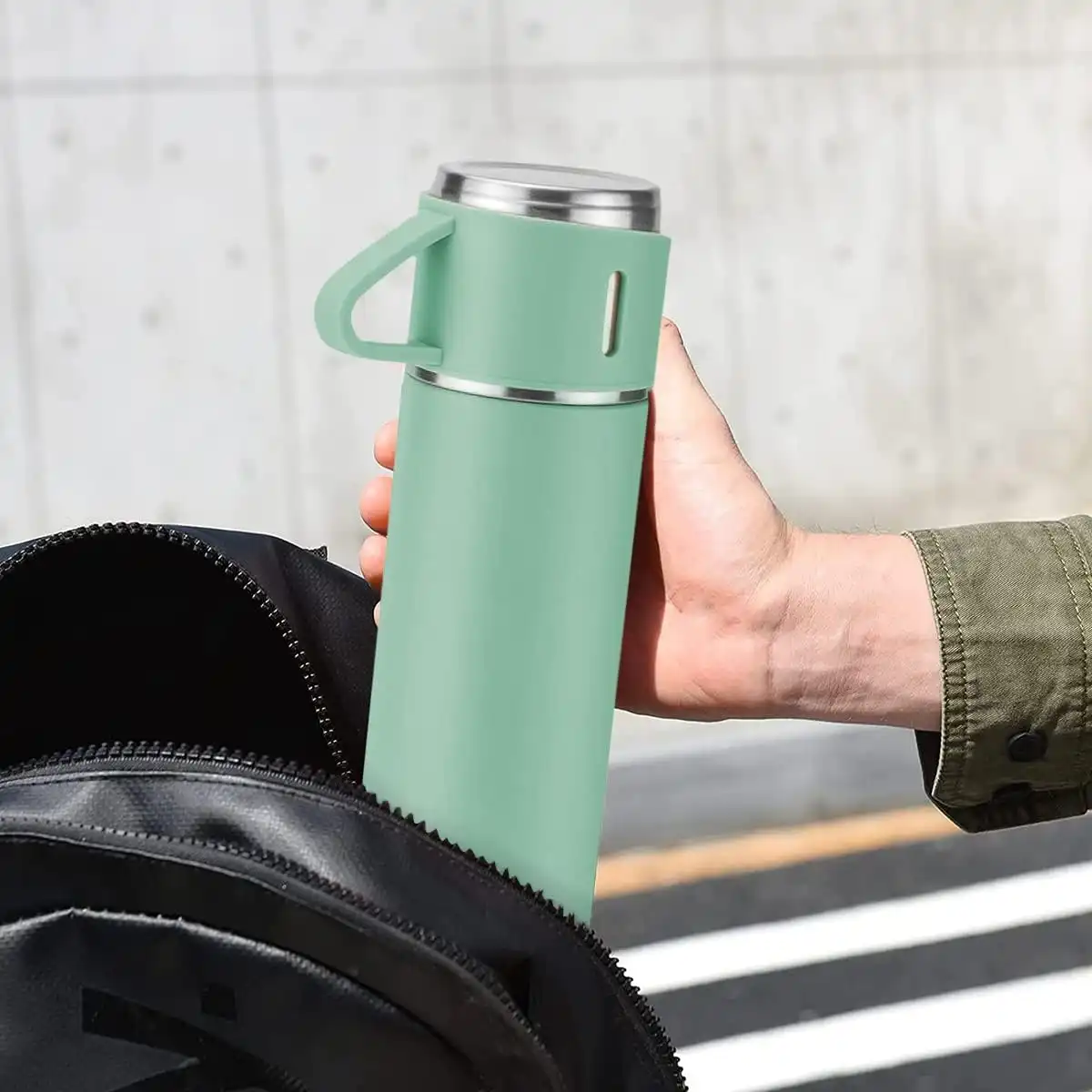 Thermos Café Inox – Gourde Isotherme Vacuum 0,5L - Double Paroi Sans BPA - Bouteille Isotherme 500 ml avec 3 Gobelet 6 - CHAPCHAP Africa - CHAPCHAP Africa