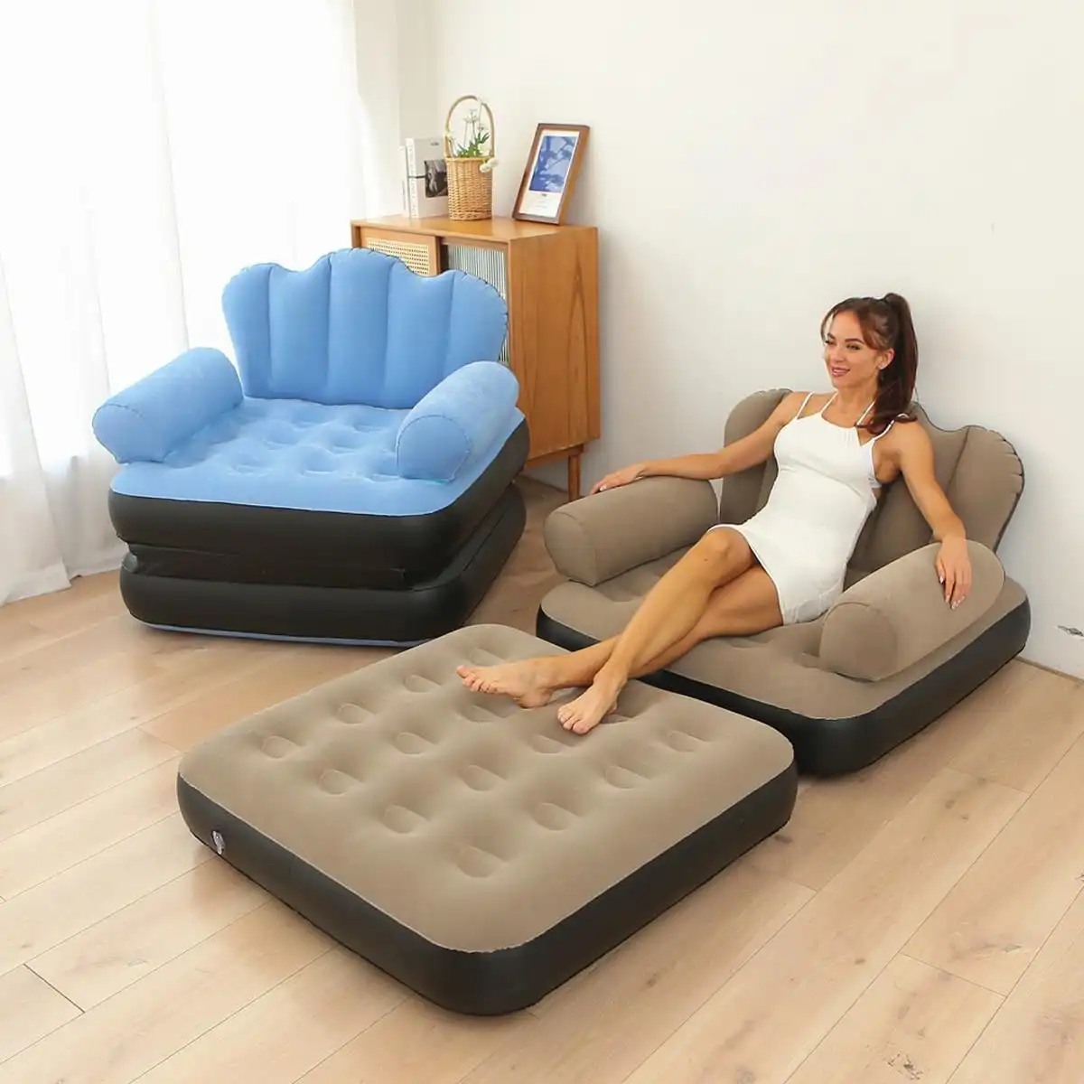 Canapé Gonflable Double Couche avec Accoudoirs – Sofa Lit Adulte en Tissu Velours 2 - CHAPCHAP Africa - CHAPCHAP Africa