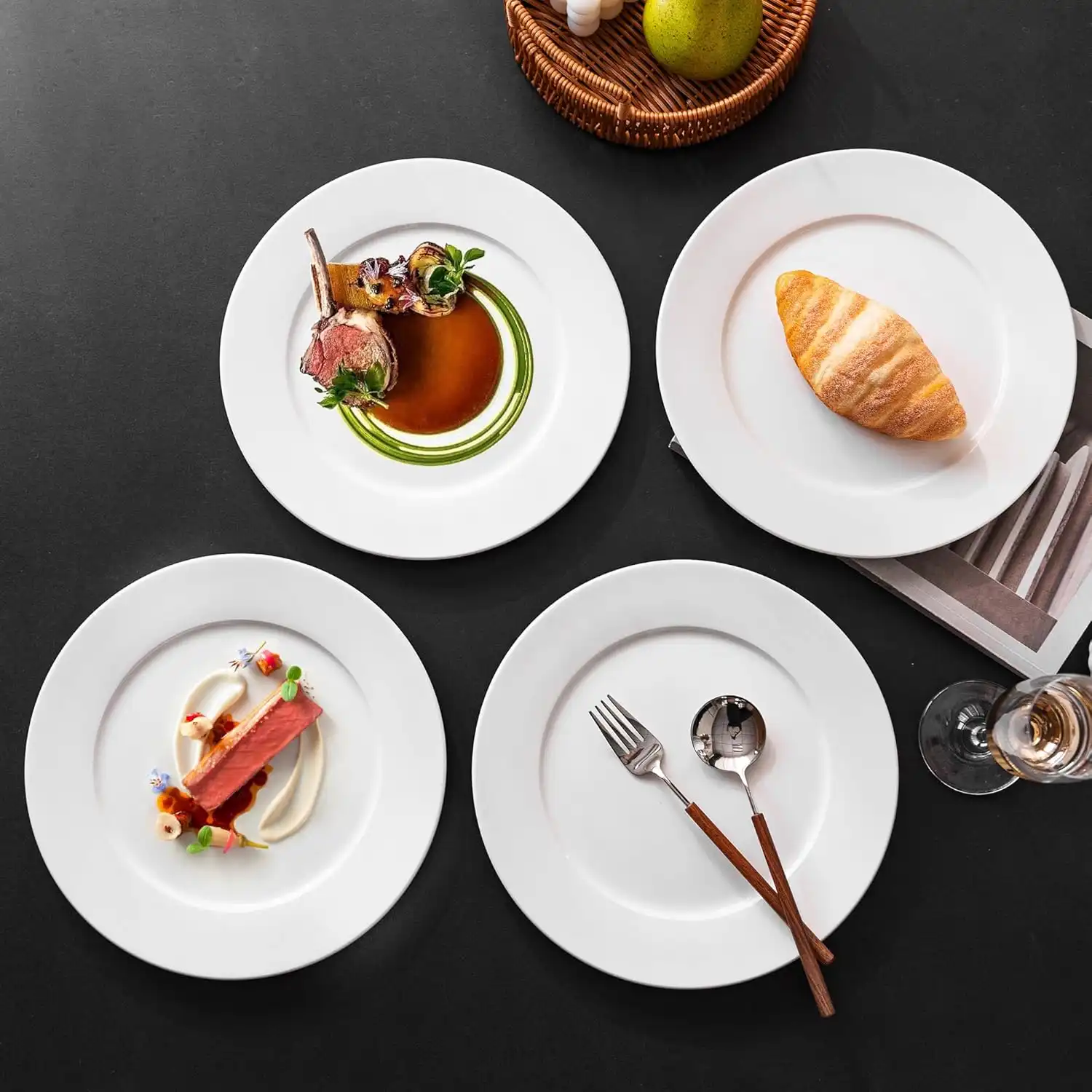 Assiette Chic en Porcelaine - Assiettes Blanches à Bord Large | Lot d’Assiettes à Dessert, Pain ou Accompagnement – Porcelaine Compatible Micro-ondes & Lave-vaisselle 2 - CHAPCHAP Africa - CHAPCHAP Africa