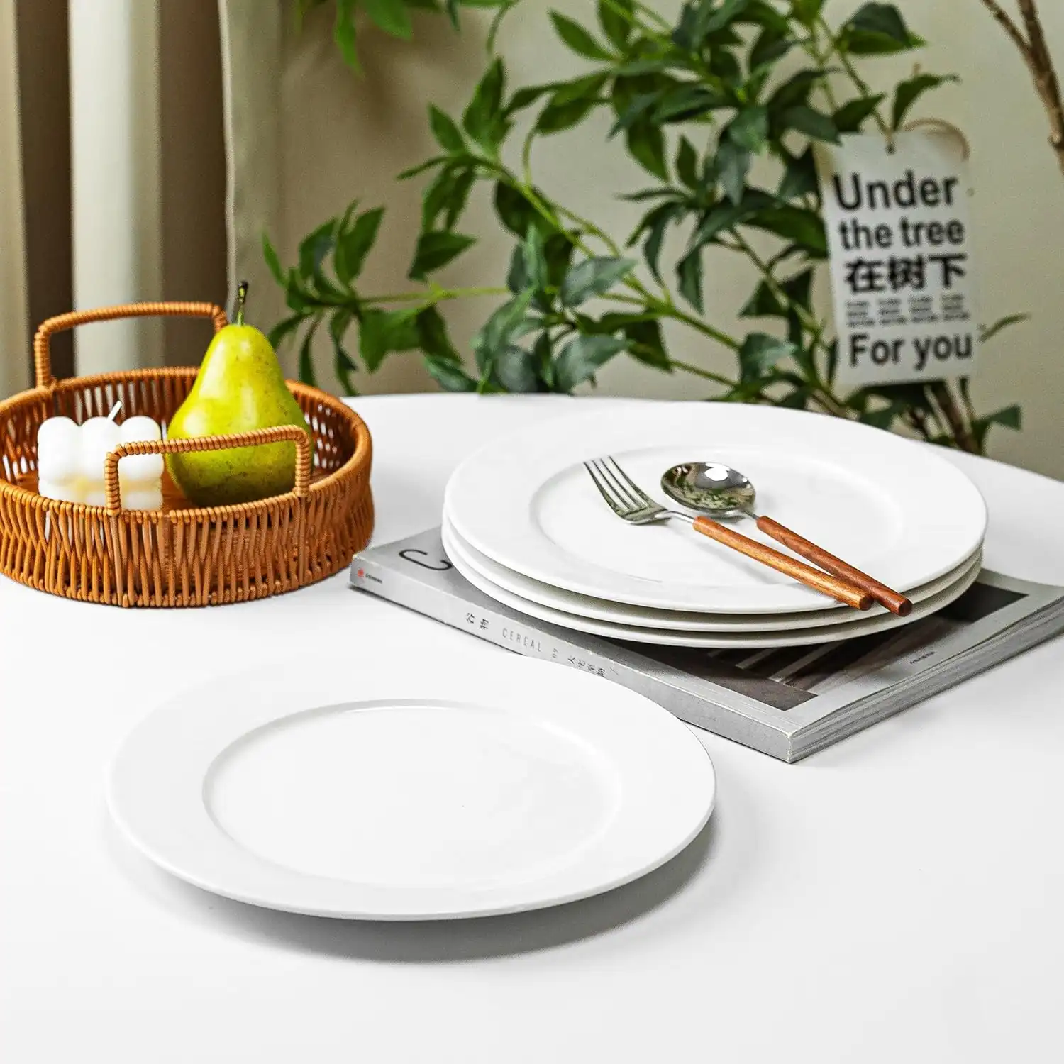 Assiette Chic en Porcelaine - Assiettes Blanches à Bord Large | Lot d’Assiettes à Dessert, Pain ou Accompagnement – Porcelaine Compatible Micro-ondes & Lave-vaisselle 1 - CHAPCHAP Africa - CHAPCHAP Africa